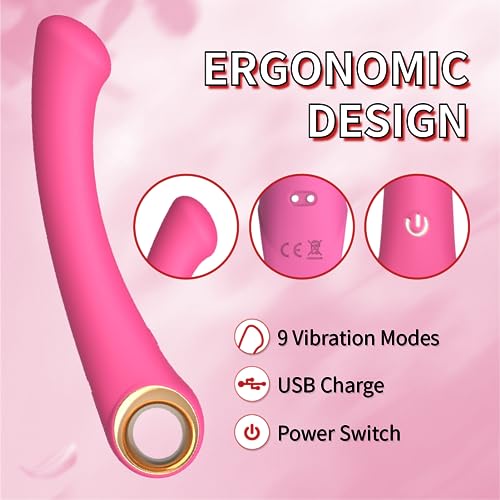Clitoral G Spot Vibrator Sex Toy for Women,Personal Wand Massager with 9 Vibrating Modes,Waterproof Bullet Finger Anal Training Vibrators for Couple,Soft Silicone Dildo Adult Sex Toys&Game (Pink) - Image 5