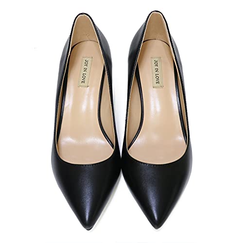 Joy In Love Pumps For Women Chunky Heels Comfortable Middle Block Heel Work Dress Pumps Black Matte 8Us #TOP2