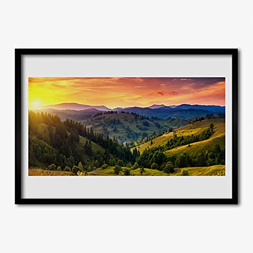 Affiche encadrée 70x50 cm cadre en MDF salon chambre cuisine image photo prairie ouest