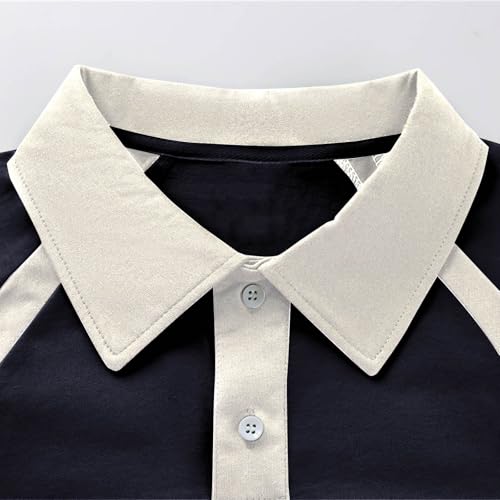 Men's Short Sleeve Shirt Big and Tall Drop Shoulder Button Up Lapel T-Shirt Lightweight Relaxed Fit Casual Classic Basic Tee4