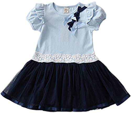 [Bee] ビー リボンワンピース ガールズ 女の子 キッズ 春 夏 shh01473 120cm サックス地×スカートネイビー