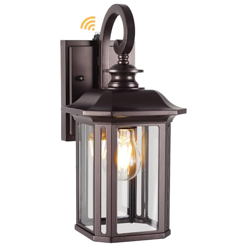 Image of Dusk to Dawn Outdoor Wall Light Fixtures,19'' Outdoor Porch Sconces Lighting , Waterproof Wall Lanterns with E26 Sockets & Glass, Modern Oil Rubbed Bronze Outside Lights for Front Door Entryway Garage