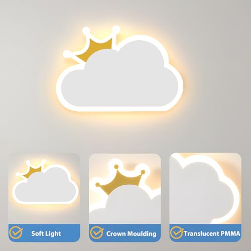Aplique pared con forma de nube para iluminar el dormitorio infantil 5