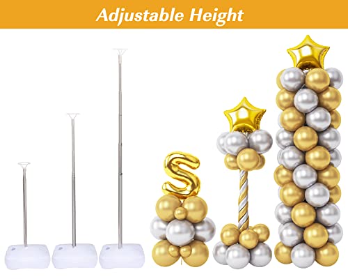 Rubfac Balloon Stand Kit, 2 Sets Of 6.6Ft Adjustable Height Balloon Column Kit For Floor With Metal Telescopic Pillar For Baby Shower Birthday Party Graduation Wedding Christmas Decorations #TOP3