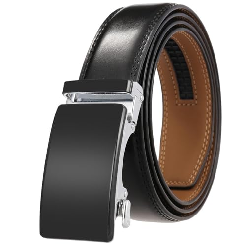 Automatic Ratchet Buckle Belt for Men Adjustable Genuine Leather Luxury Strap