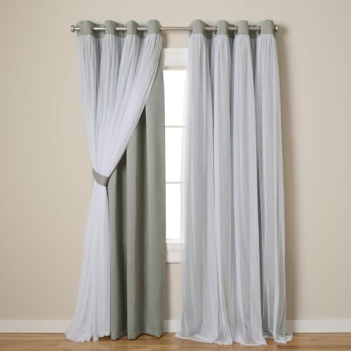 Image of TOWN & COUNTRY LUXE Talia Double Layer Indoor Curtains, Sheer and Room Darkening Blackout, Grommet Top, Energy Efficient, Soft Grey, 52 inch W x 84 inch L (Pack of 12)