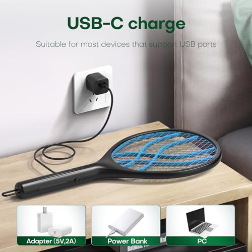 VEGREM-Raqueta-Mosquitos-Electrica-4000V-Raqueta-Matamoscas-Electrica-Indicador-de-Nivel-de-Bateria-USB-Tipo-C-1500mAh-Bateria-Recargable-Matamoscas-Electrico-con-Malla-de-Proteccion-de-3-Capas