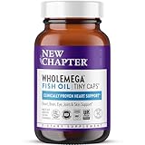 New Chapter Wholemega Fish Oil Supplement, Tiny Capsules, 2000mg per Serving, Clinically Proven Wild Alaskan Salmon Oil with Omega-3 + Vitamin D3 + Astaxanthin, 500mg Each - 90 Count