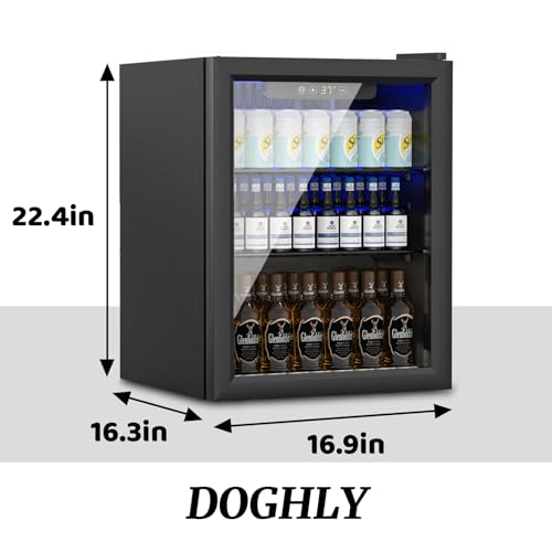 Image of DOGHLY 1.7 Cu.ft Beverage Refrigerator Cooler, 72 Cans Mini Fridge with Glass Door, and Temperature controllable switch for Soda, Beer or Wine For Office or Bar with Removable Shelves