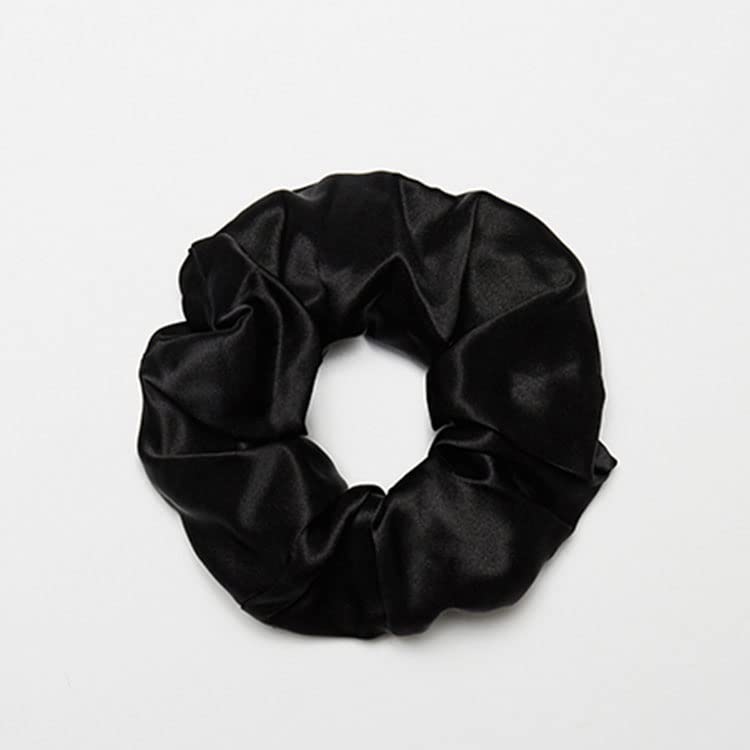 100% Real Silk Hair Scrunchie for Silky & Healthy Hair (Black)