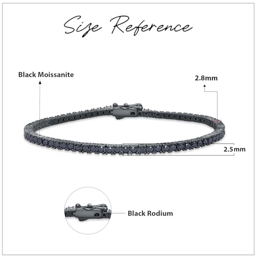 Black Moissanite Tennis Bracelet for Women, 18K Gold Plated 2.5MM Stacking Dainty Wedding Bracelets for Brides2