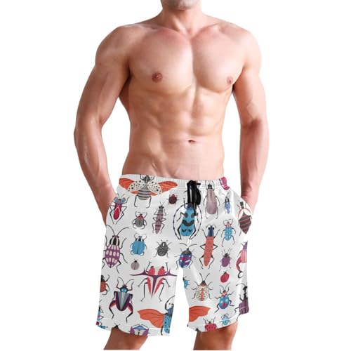 Bug Species Men's Boy's Novelty Beach Shorts Exotic Beetles Swim Trunks Summer Quick Dry Bathing Suits S4