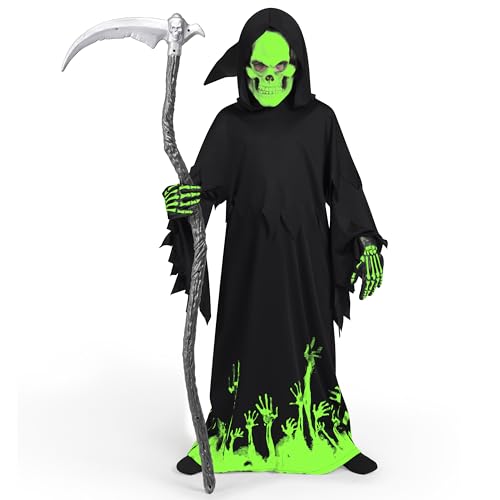 image for Spooktacular Creations Glow in the Dark Grim Reaper Costume for Boys, 