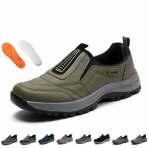 Enjerr Orthopedic Shoes Men,Arch Support Slip On Sneaker,Lightweight Breathable Non Slip Waterproof Comfortable Walking Shoes