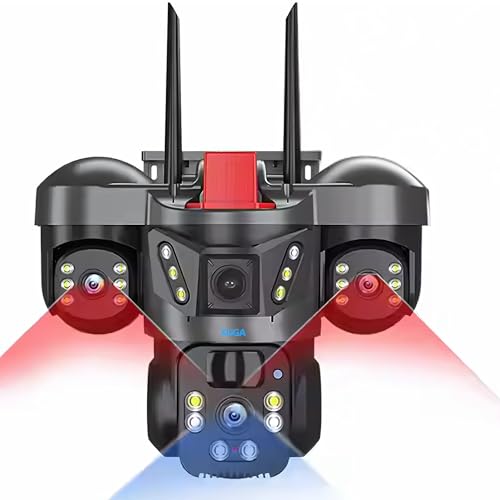 Image of XUGA - Cybernautt X10ZB-K 12MP 3 Lens PTZ 4G Sim Wireless Outdoor CCTV Camera with Three Side View | 360 | Motion Detection| Siren Alarm| Outdoor | Gym | Farm | Home | Use Air-tel 4G Sim