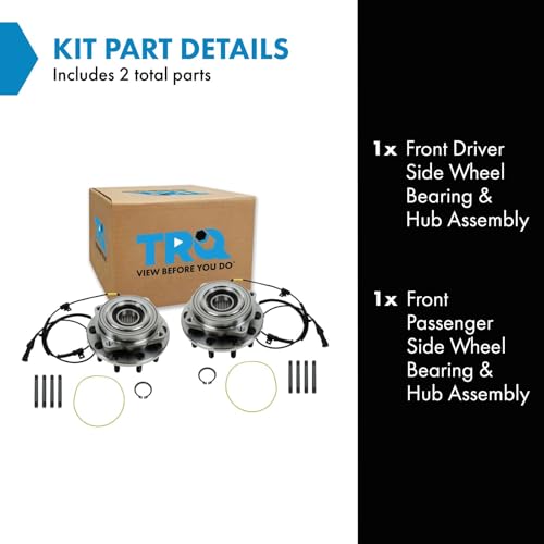 Image of TRQ 2 Piece Front Wheel Bearing & Hub Assembly Set 4WD Compatible with 2005-2010 Ford F-450 Super Duty F-550 Super Duty