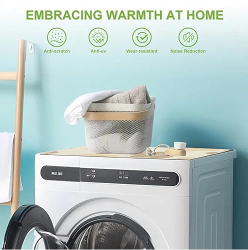 Image of HomeCloud Washing Machine Protective Mat for Top of Washer and Dryer - Non-Slip Waterproof Dust Cover for Laundry & Kitchen (60 x 60) (Beige Flowers)