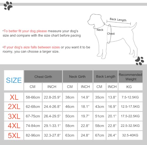 DoggieKit Hundemäntel Wasserdicht Winddicht Warm Winter Sicher mit Gewinde Reflektierende Streifen Jacke für Mittelgroße Große Hunde mit Geschirrloch für Welpen Haustiere Kaltes Wetter Kleidung Weste