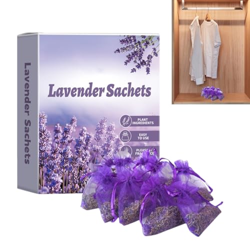 Bolsitas Lavanda, 10PCS Lavanda Seca Ambientar Armarios, Ambientador Armarios Bolsitas Lavandas Repelentes Polillas, Fragancia Duradera Antipolillas Lavandas Perfumadas Cajones