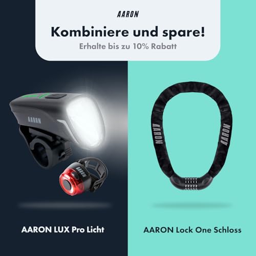 AARON LED Fahrradlicht Set 100 LUX für Stadtpendler & E-Bike-Fahrer, StVZO zugelassen, USB...