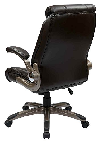 Office Star Fl Series Faux Leather Mid-Back Manager's Office Chair With Padded Flip Arms, Espresso With Cocoa Base #TOP1