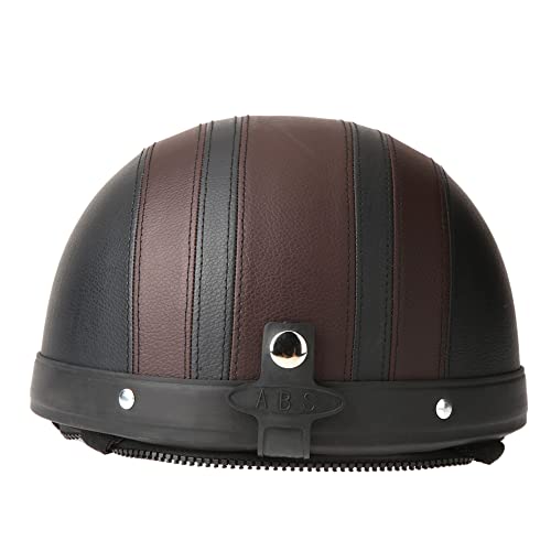 mingzhe Capacete de couro meio rosto aberto para scooter com viseira óculos UV estilo vintage retrô