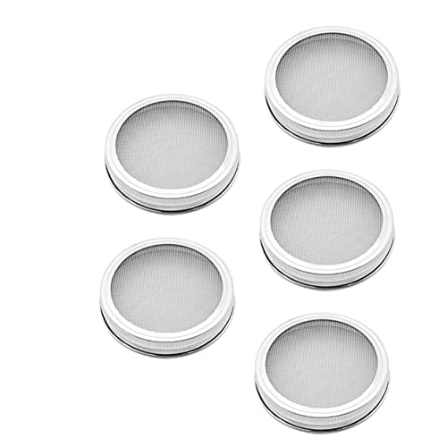Mikikit 5Piezas Inoxidable para Frascos Pantallas de Colador para Enjuagar y Drenar para Cocina Orgánicos