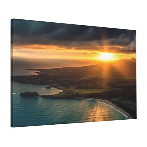 Tableau lever de soleil Hawaï LPSRTWE déco murale salon 40x61cm