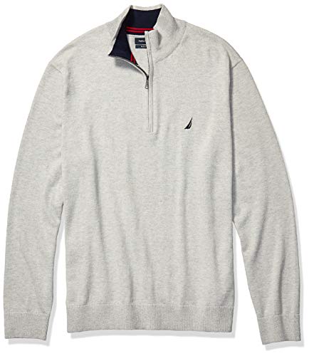 Nautica Men's Big Navtech Quarter-Zip Sweater, Grey Heather, 4XLT Tall