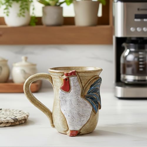 Mug de cerámica con gallo tallado 14 oz miniatura 2