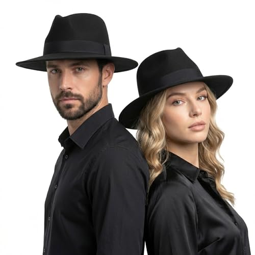 Vintage Wide Brim Fedora Hat for Men and Women