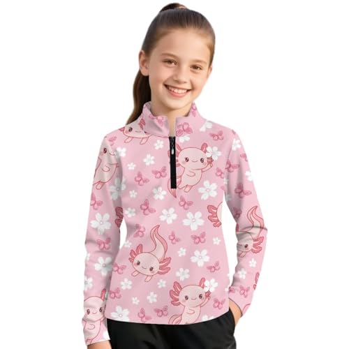 Sweat à capuche zippé pour fille, haut d'automne mi-fermeture éclair