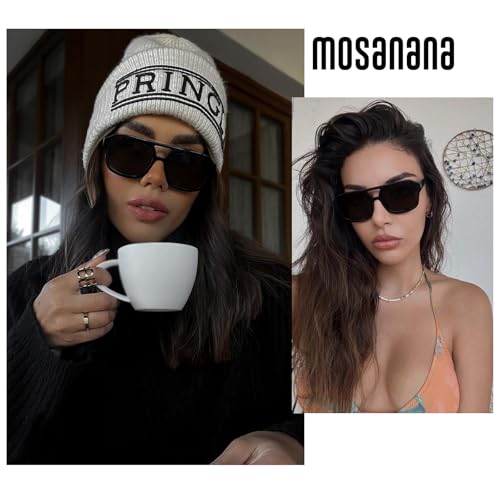Image of mosanana Small Square Aviator Sunglasses for Women MS52362 | Retro Narrow Frame, UV400 Protection, Designed for Daily Outfits, Travel and Fashion Looks