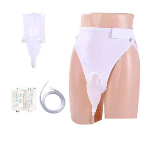 Sac à Urine en Silicone Réutilisable pour Homme Sac d'Urine Portable avec Conduit de Cathéter Pipi 1000ml Pantalon d'Incontinence avec Sac d'Urine de Collection pour Personne Âgée Patient Alité