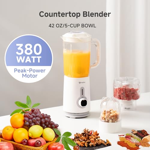 Simplus 3 in 1 Blender and Food Processor Combo for Kitchen, Small Electric Food Chopper, Meat and Vegetable Grinder, 380W High Speed 5 Cup Blenders with 2 Speeds and Pulse for Smoothies and Shakes - Image 4