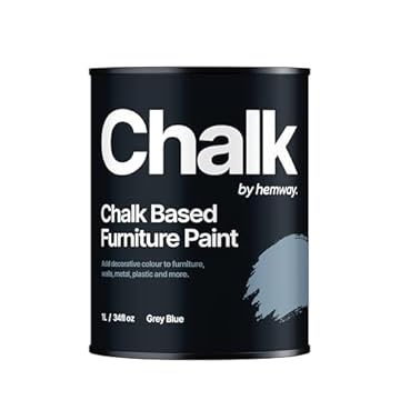 Hemway - Chalk Based Furniture Paint - Grey Blue 1 L | Chalky Matt Shabby Chic Finish for Interior & Exterior Home Decor | Quick Dry & All-in-one