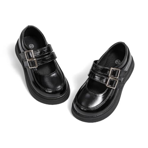 Toddler Little Girls Classic Black Mary Jane Oxford School Uniform Dress Shoes - Flower Girl Party Princess Flats Formal Footwear