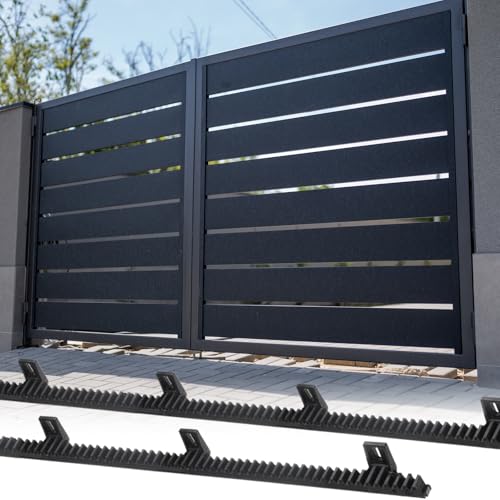Image of uxcell Nylon Gear Rack, 4 Pcs Total 13.2 ft Heavy Duty Reinforced Rack with Mounting Hardware Straight Gears for Slide Door Operators, Sliding Gate Openers