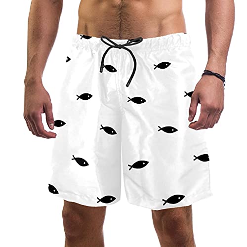Short de bain pour homme blanc multicolore à taille élastique extensible avec 2 poches