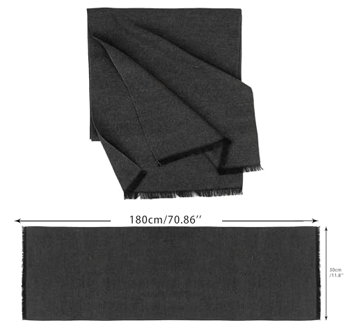 Mens Winter Soft Warm Solid Cashmere-Tassel-Feel-Scarves Chunky Long Scarves for Cold Weather 11.8 * 70.8 inch - Image 4