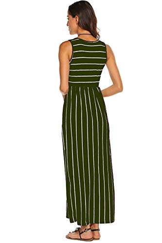 Image of Hount Women's Summer Sleeveless Striped Flowy Casual Long Maxi Dress with Pockets