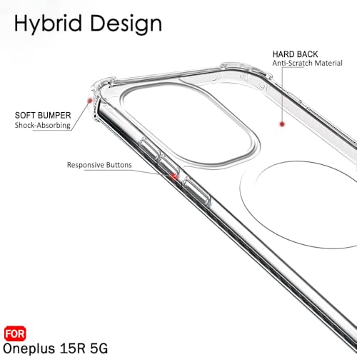 Image of TheGiftKart Crystal Clear Back Cover Case for OnePlus 15R 5G | 360 Degree Protection | Shock Proof Design | Transparent Back Cover Case for OnePlus 15R 5G (PC & TPU, Transparent Bumper)