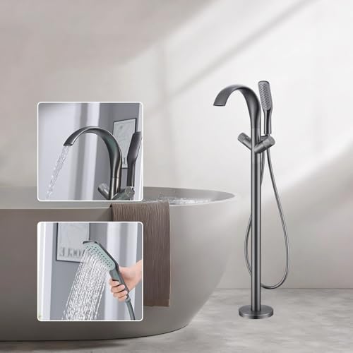 Mitigeur de bain-douche cascade grise avec douchette au sol - 5