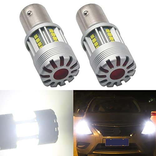 Ampoules LED P21W 1156 BA15S blanc brillant 10000LM Canbus pour feu de recul et stop arrière x2