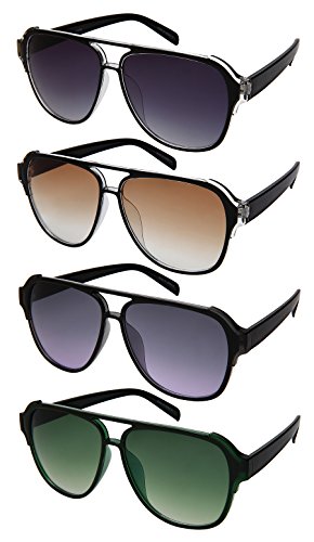 Edge I-Wear Fashion Aviator Brow Bar Plastic Sunglasses w/Mirrored Lens 541086TT-REV (Black+clear frame/Grey gradient lens, 58)3