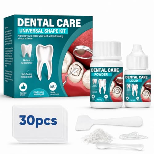 Zahnzement Zahnkleber Zahnreparaturset Temporäres Zahnfüllungsset mit Pulver und Gel schnell und einfach anzuwenden 1er Pack