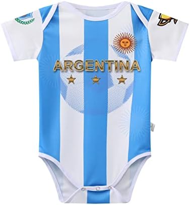 Dizi Argentina Champions Sports Soccer Football World Cup Infant Baby Bodysuit Jersey Kit Boys Girls (6-12 Months)