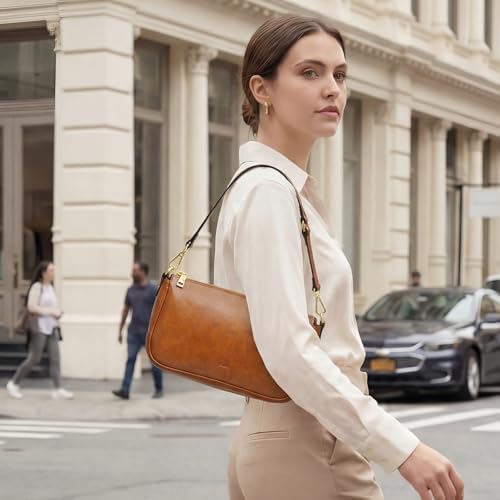Kattee Women's Small Handbag Shoulder Bag Women's Genuine Leather Crossbody Bag Retro Mini Hobo Bag for Dating Party Shopping