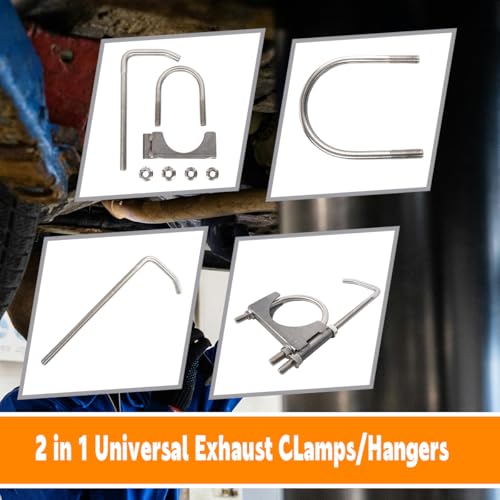 Elifecenter Heavy Duty 3-1/2 Inch Stainless Exhaust Clamp with Hanger Rod for Universal 3.5" Exhaust Pipes by eLifecenter - Image 4