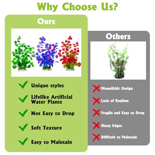 Image of Hamiledyi 2 Pcs Large Aquarium Plants with 2 Pcs Small Artificial Seaweed Plants, 16 Inch High Artificial Plants Decoration, Fish Tank Decor Plastic Plants, Perfect for Aquarium Decor(Green)